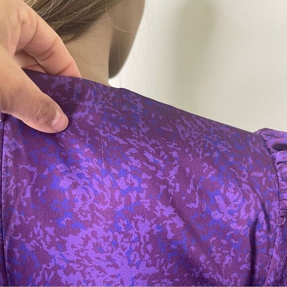 Keepsake Sz 4 Dress Purple High Neck Mini Long Sleeve Drape Party Classy Modest - Picture 11 of 15